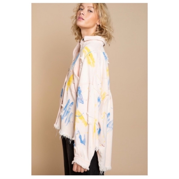 1 medium left 😁New boutique Pol distressed hem twill jacket - Picture 6 of 17